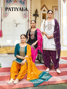 TRENDBUY Gadhwal Silk Embroidered Patiyala Kurti Set with Dupatta