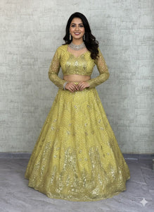 TRENDBUY Premium Soft Net Lehenga Set with 4-Meter Flare & Sequin Embroidery