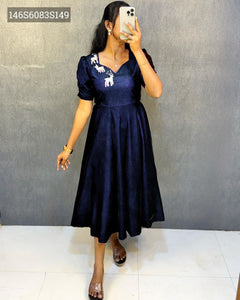 TREND BUY Premium Smooth Velvet Gown | Designer Hand Work & Floral Charm | M-XXL | 5 Colors