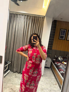 TRENDBUY Plus Size Bamboo Cotton Kurta Pant Set - Festive Floral & Ikat Prints