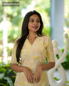 TREND BUY Daily Wear Yellow Kurti Pant Set | Cotton Slub | Lightweight & Comfortable | Sizes S-3XL