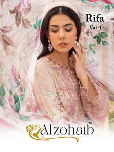 Alzohaib Rifa Vol 1 Pakistani Concept Pure Cotton Embroidered Dress Material