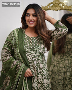 NEW Algae Green Anarkali Suit Set | Heavy Flair & HAND KHATLI Work | TREND BUY