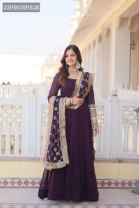 Stunning Faux Blooming Gown with Sequin Embroidery & Dupatta| TREND BUY