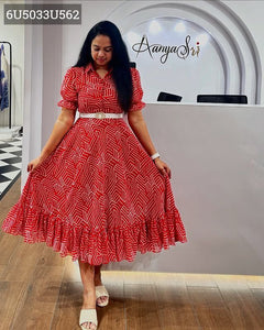 Elegant Fox Georgette Dress with Free Leather Belt | TREND BUY