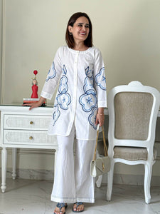 TRENDBUY Power Pause Cotton Aari Co-ord Set - Kurti Palazzo