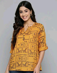 Women's Rayon Printed Kurtasirt Top | Stylish Tunic for Everyday Wear