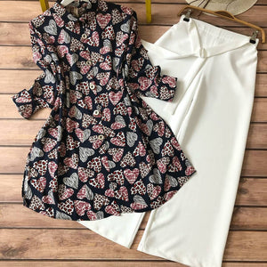 TRENDBUY Women's Digital Print Reyon Kurti & Stretchable Lycra Plazzo Set