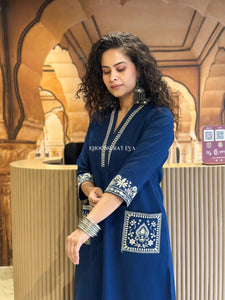 TRENDBUY Premium Cameric Cotton Embroidered Kurti Pant Set for Women