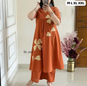 TRENDBUY Women's Cotton Patch Work Kurta & Pant Cord Set