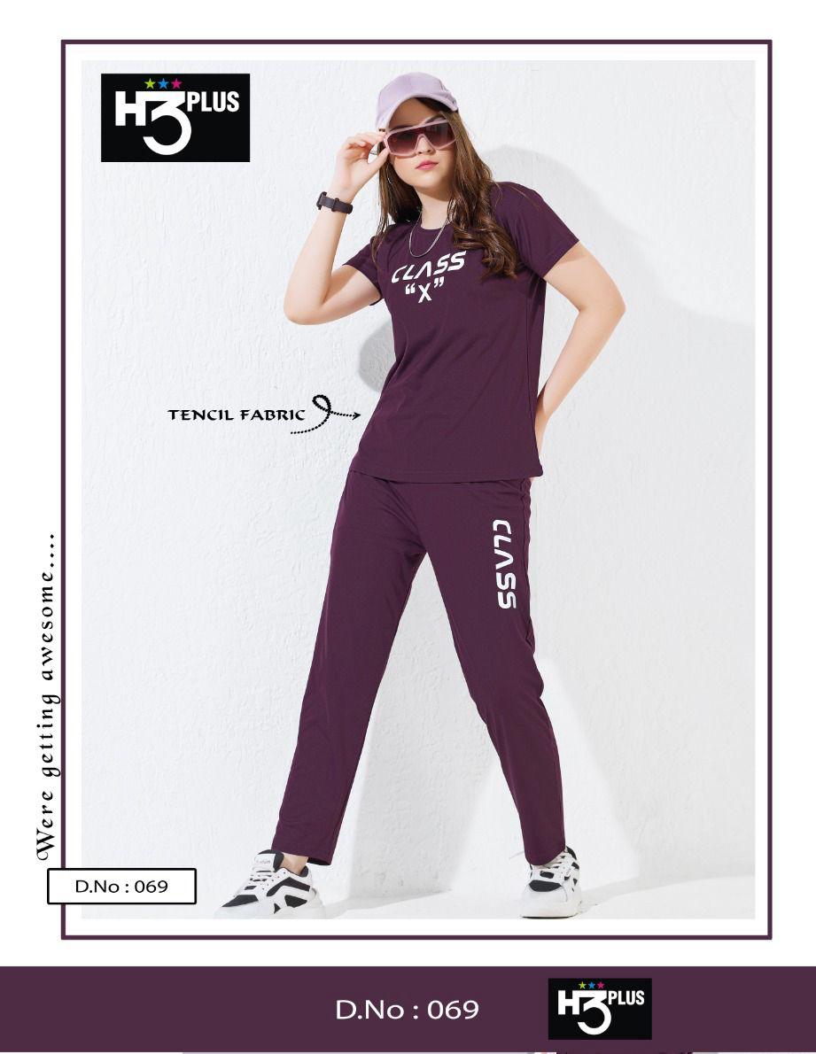 TRENDBUY Women's Premium Tensil Fabric Loungewear Night Suit in Plum with 'CLASS' print