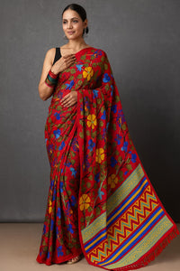 TRENDBUY Blooming Mul Georgette Abstract Print Festival Saree with Blouse Piece