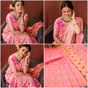 TRENDBUY Soft Pink Lichi Silk Saree with Rich Jacquard Pallu