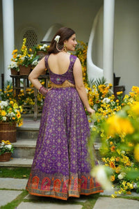Exclusive Purple Organza Silk Lehenga Choli with Digital Print & Designer Lace - TRENDBUY