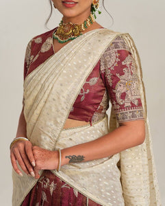 Kalamkari Print Lehenga Choli with Embroidered Dupatta | TRENDBUY