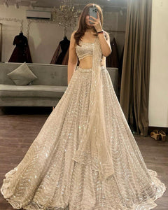 TRENDBUY Sequin Embellished Organza Silk Lehenga Choli with Coding Work