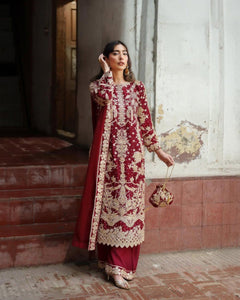 TRENDBUY Exclusive: Elegant Embroidered Faux Georgette Sequence Designer Suit Three-Piece Set | Ready-to-Wear Ethnic Outfit