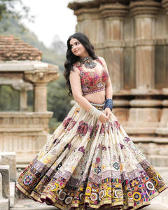 Navratri Special Muslin Cotton Lehenga Choli with Real Mirror Work - TRENDBUY