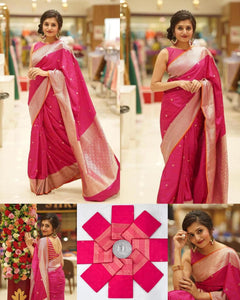 TRENDBUY Luxurious Lichi Silk Saree with Rich Jacquard Weave & Pallu