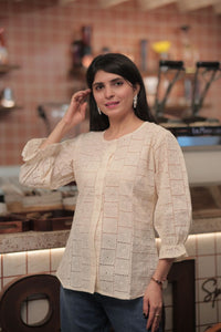 TRENDBUY Women's Trendy Schiffli Cotton Embroidered Tunic Top & Shirt