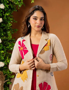 TRENDBUY Elegant Embroidered Cotton Flax 3-Piece Cord Set for Women