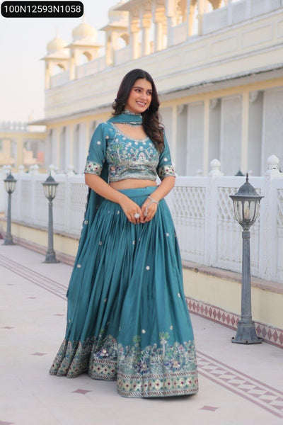 Embroidered Chinon Lehenga for Women | Festive Wear