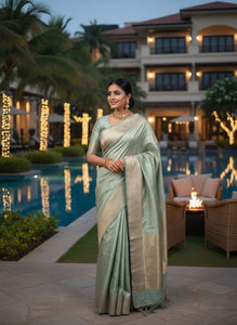 TRENDBUY New Launch Soft Pure Banarasi Silk Saree with Zari Weaving & Rich Pallu