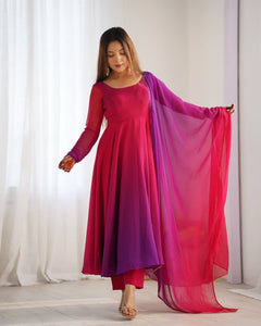TRENDBUY Pure Georgette Silk Anarkali Gown Set - Ready-to-Wear Festival Outfit