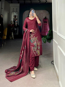 TRENDBUY LIVAA Roman Silk Floral Salwar Suit with Hand-Beaded Work