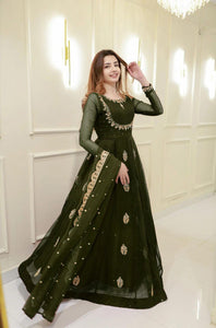 TRENDBUY Exclusive Georgette Gown & Dupatta Set with Dazzling Sequence Embroidery