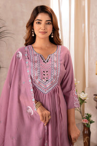 TRENDBUY Mirror & Embroidery Chanderi Suit with Dupatta