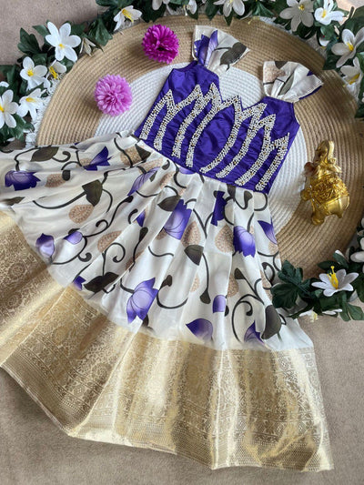 Pure Silk Printed Gown for Girls | Festive Wear