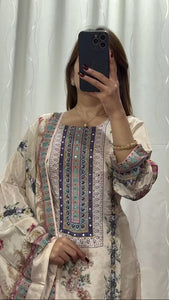 Lilac Silk Kurti Set | Digital Print & Hand Embroidered for Women | Festive & Casual Elegance