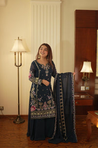 Embroidered Georgette Gown Set for Women | Festive & Celebration Wear