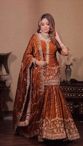 Embroidered Fendy Silk Sharara Set for Women | Festive Wear