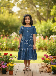 Printed Rayon Tiered Dress for Girls | Casual & Festive Wear
