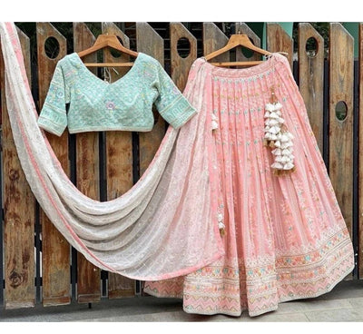 Embroidered Georgette Lehenga Choli for Women | Festive Glam