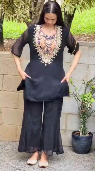 Embroidered Palazzo Suit Set for Women | Party Wear