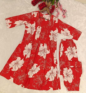 Floral A-Line Short Kurti Pant Set for Women | Summer Style