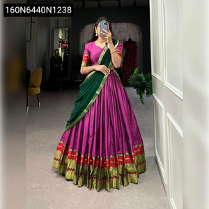 Vibrant Poly Cotton Zari Weaving Lehenga for Women | Festive Ready