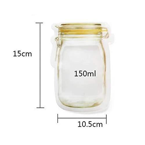 Reusable 150ml plastic mason jar zipper bag for airtight food storage