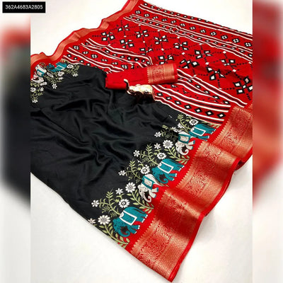 Buy Poly Silk Floral Elephant Print Saree for Women | Festive & Casual Ethnic Wear Online