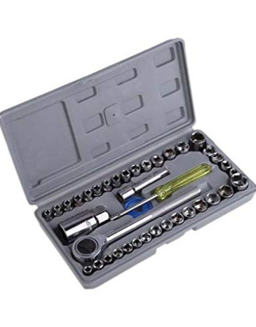 Powerful tool kit in a durable black and yellow carrying case