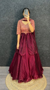Premium 4-in-1 Space Silk Lehenga Choli - Designer for Women