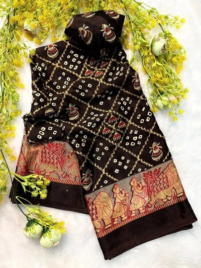 Premium Ajrakh Crepe Silk Saree - Traditional Festive Wear for Women
