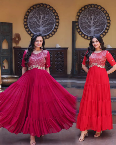 Premium Anarkali Gown with Heavy Embroidery Zari Work for Women
