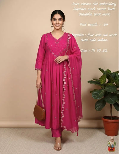 Premium Anarkali Kurti Set - Intricate Kachhi Work with Dupatta for Women's Festive & Spring Collection | M-3XL