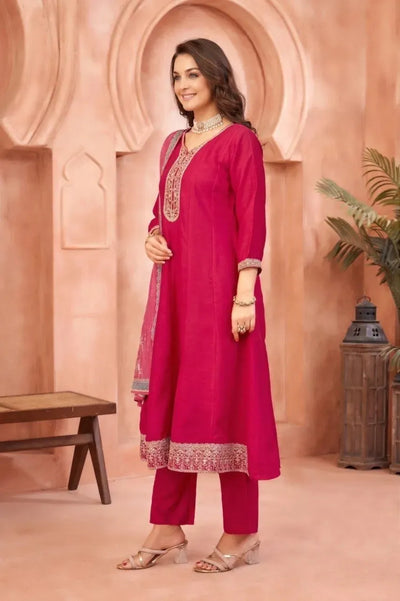 Premium Anarkali Suit Set - Silk Embroidery for Festive Wear