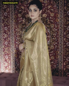 Exclusive Handcrafted Banarasi Golden Tissue Silk Saree - Premium Handloom Festive & Wedding Wear