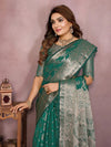 Premium Banarasi Organza Silk Saree - Elegant Gold Zari Weaving for Festive Prep
